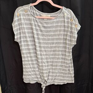 French Laundry Gray Striped Short Sleeve Top